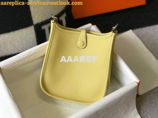 Replica Hermes Evelyne Bag Designer Hermes Mini Crossbody Real Bag 20434 Light Yellow 4