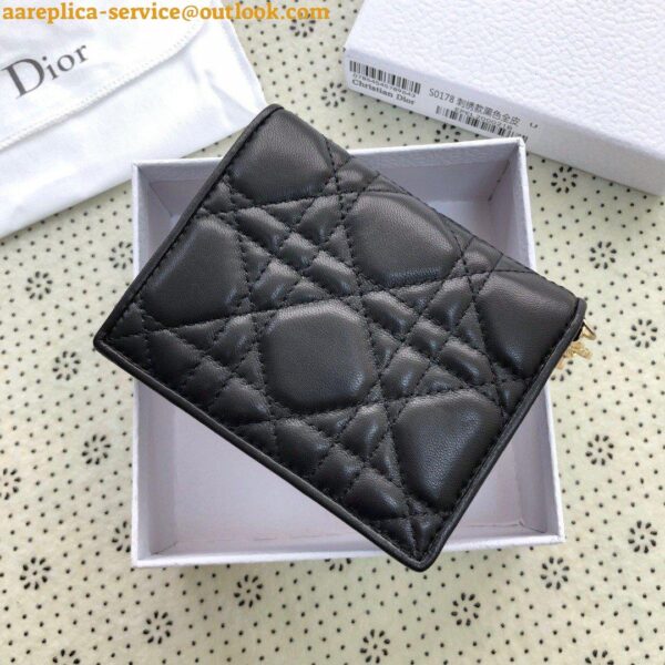 Replica Dior Mini Lady Dior Wallet In Black Cannage Lambskin 6