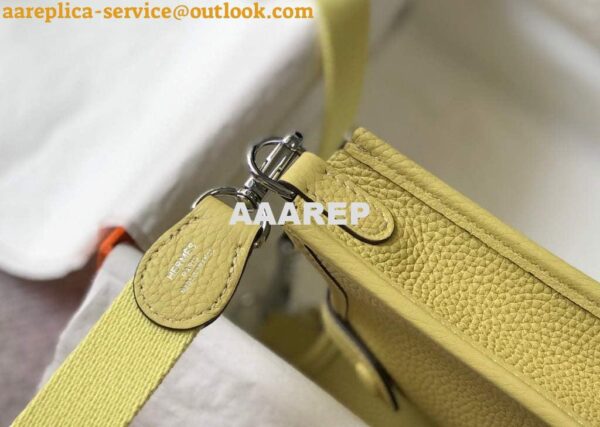 Replica Hermes Evelyne Bag Designer Hermes Mini Crossbody Real Bag 20434 Light Yellow 8