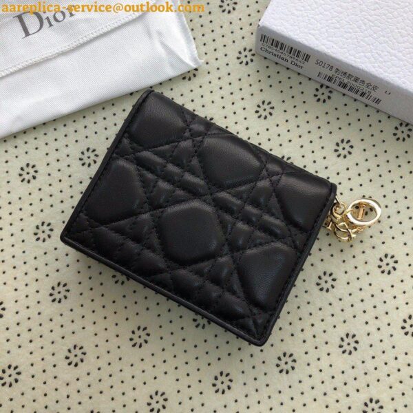 Replica Dior Mini Lady Dior Wallet In Black Cannage Lambskin 7