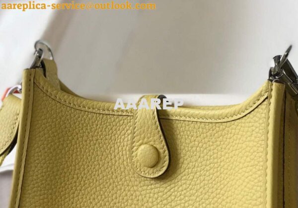 Replica Hermes Evelyne Bag Designer Hermes Mini Crossbody Real Bag 20434 Light Yellow 9