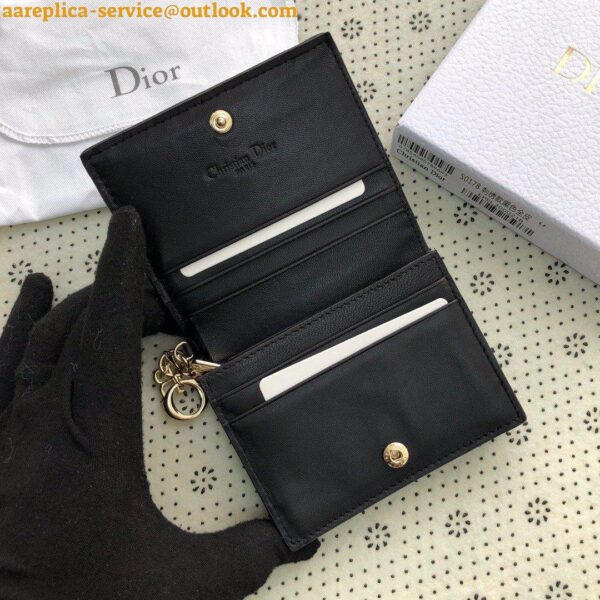 Replica Dior Mini Lady Dior Wallet In Black Cannage Lambskin 8