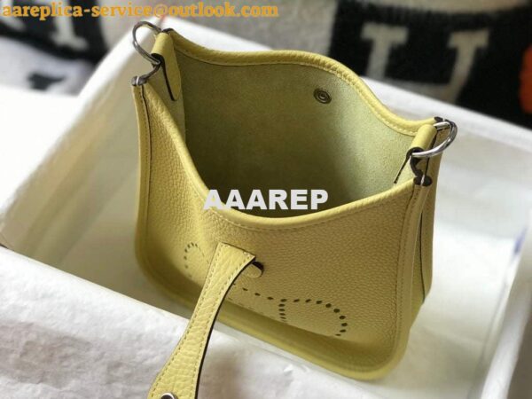 Replica Hermes Evelyne Bag Designer Hermes Mini Crossbody Real Bag 20434 Light Yellow 10