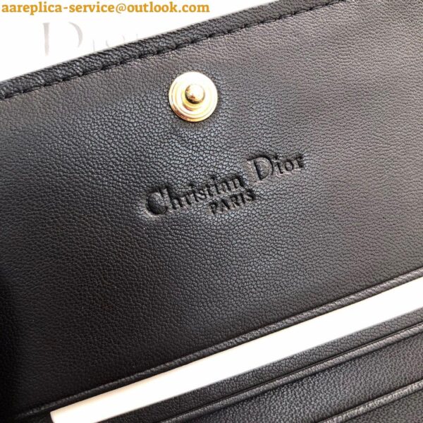 Replica Dior Mini Lady Dior Wallet In Black Cannage Lambskin 13