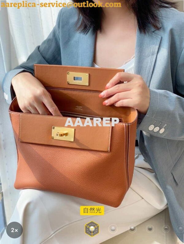 Replica Hermes Mini 2424 Leather 21cm H230262 Brown 11