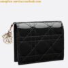 Replica Dior Mini Lady Dior Wallet In Black Cannage Lambskin