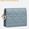 Replica Dior Mini Lady Dior Wallet In Grey Patent Calfskin 2