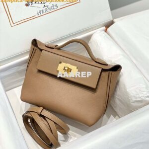 Replica Hermes Mini 2424 Leather 21cm H230263 Weimaraner color 2