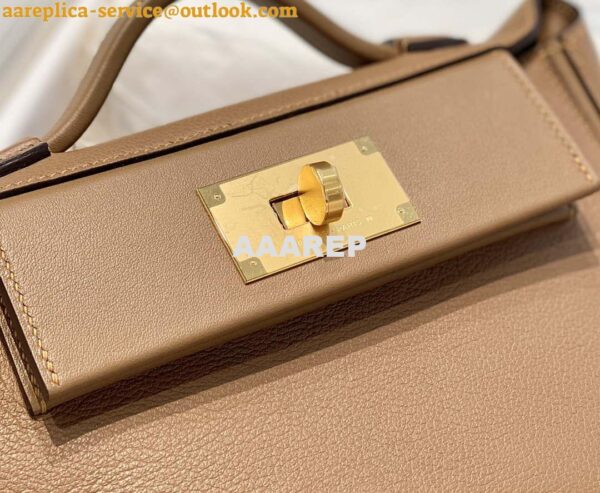 Replica Hermes Mini 2424 Leather 21cm H230263 Weimaraner color 6