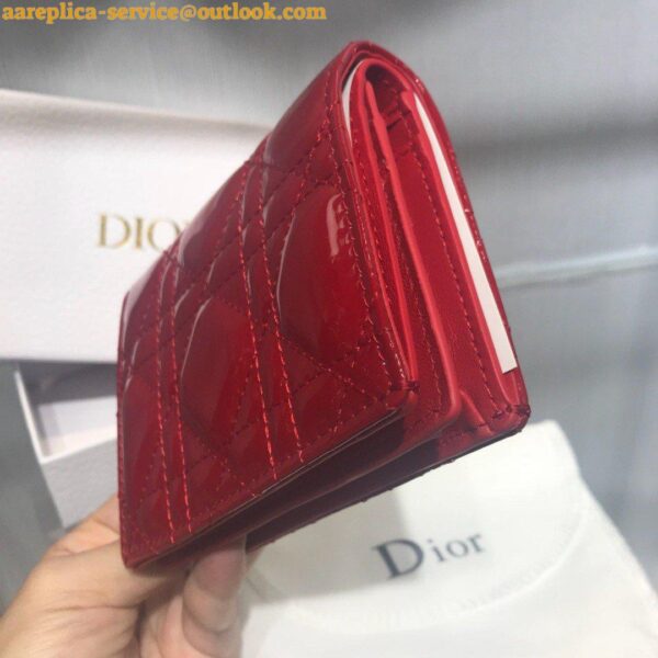 Replica Dior Mini Lady Dior Wallet In Red Patent Calfskin 3