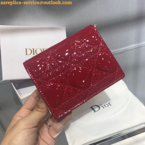 Replica Dior Mini Lady Dior Wallet In Red Patent Calfskin 6