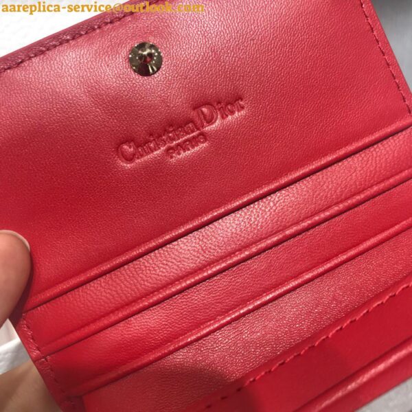 Replica Dior Mini Lady Dior Wallet In Red Patent Calfskin 8