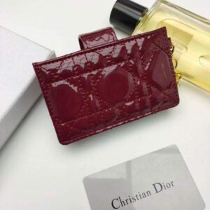 Replica Dior S0074 Wallet Lady dior 5-Gusset card holder Wind Red Patent Cannage Calfskin 2