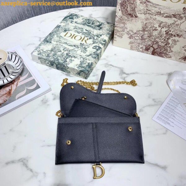 Replica Dior Saddle Chain Wallet In Black Grained Calfskin 9