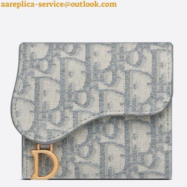 Replica Dior Saddle Lotus Wallet In Grey Oblique Jacquard 4