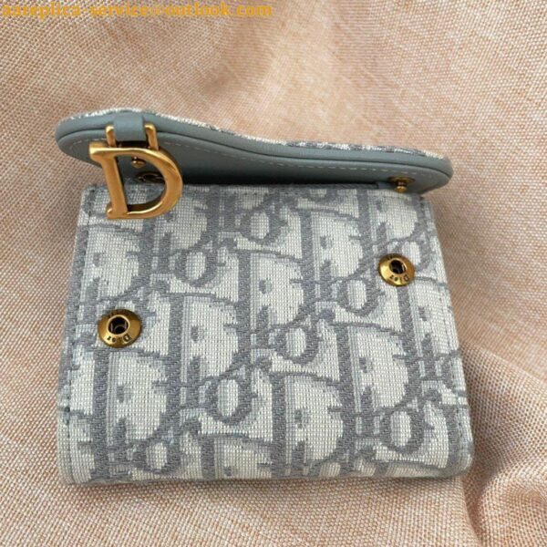 Replica Dior Saddle Lotus Wallet In Grey Oblique Jacquard 6