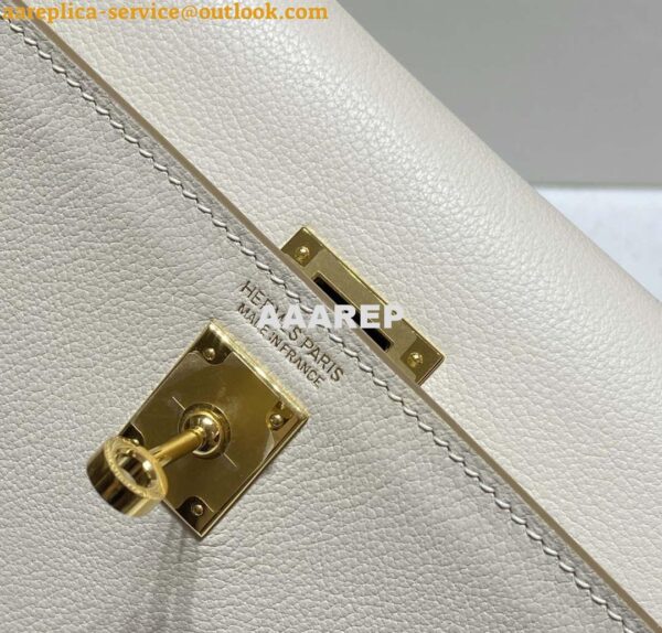 Replica Hermes Evercolor Kelly Danse II 22cm Leather Crossbody Bag H20366 White 4