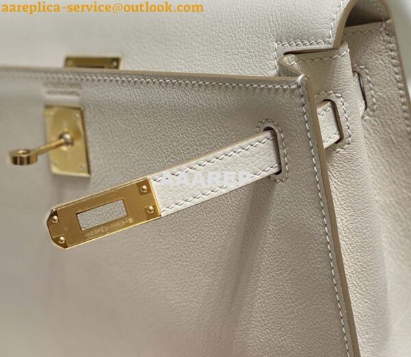 Replica Hermes Evercolor Kelly Danse II 22cm Leather Crossbody Bag H20366 White 5