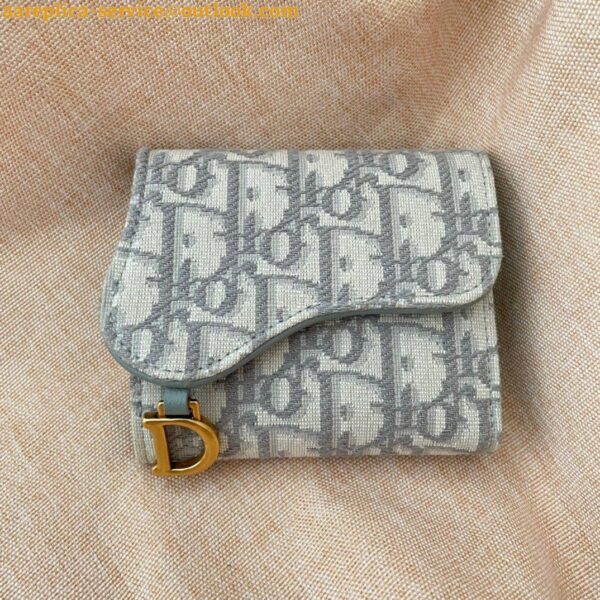 Replica Dior Saddle Lotus Wallet In Grey Oblique Jacquard 9