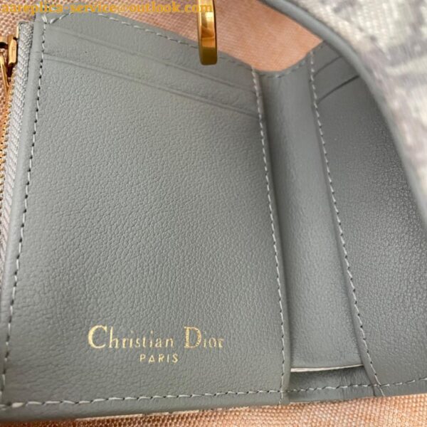 Replica Dior Saddle Lotus Wallet In Grey Oblique Jacquard 10