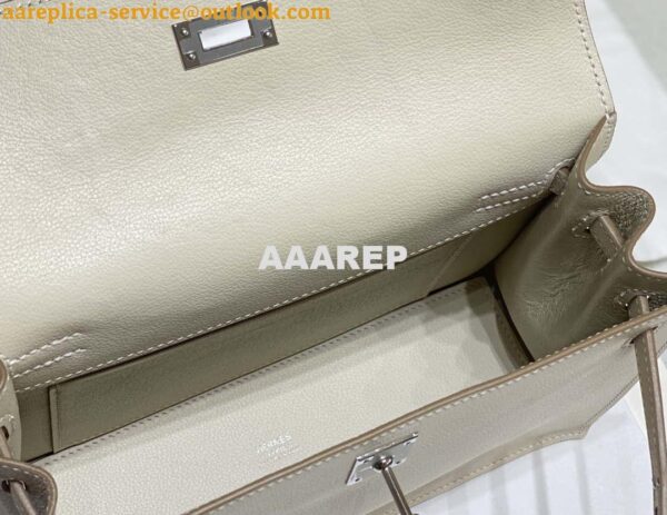 Replica Hermes Evercolor Kelly Danse II 22cm Leather Crossbody Bag H20367 White Silver 8