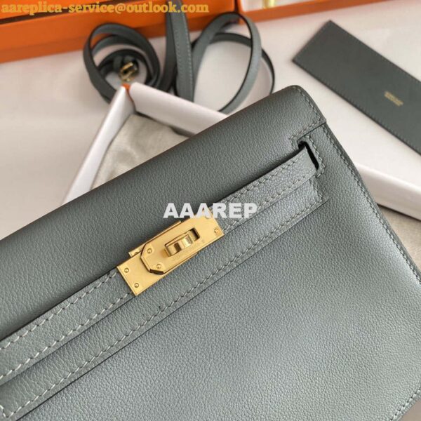 Replica Hermes Evercolor Kelly Danse II 22cm Leather Crossbody Bag H20368 Gray 4