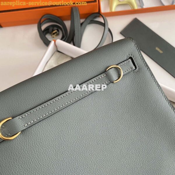 Replica Hermes Evercolor Kelly Danse II 22cm Leather Crossbody Bag H20368 Gray 7