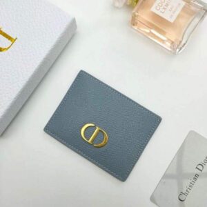 Replica Dior S2098 Wallet 30 Montaigne card holder M928 Light Blue Grained Calfskin