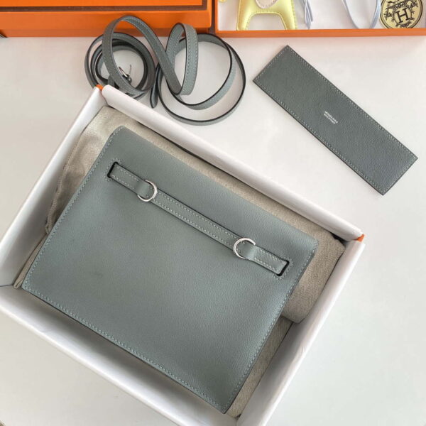 Replica Hermes Evercolor Kelly Danse II 22cm Leather Crossbody Bag H20369 Gray Silver 3