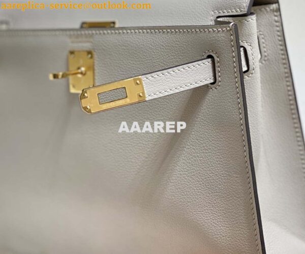 Replica Hermes Evercolor Kelly Danse II 22cm Leather Crossbody Bag H20372 Light Gray 5