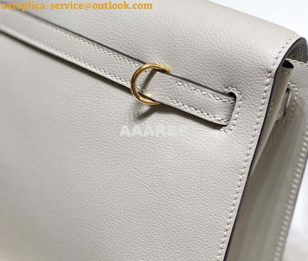 Replica Hermes Evercolor Kelly Danse II 22cm Leather Crossbody Bag H20372 Light Gray 6