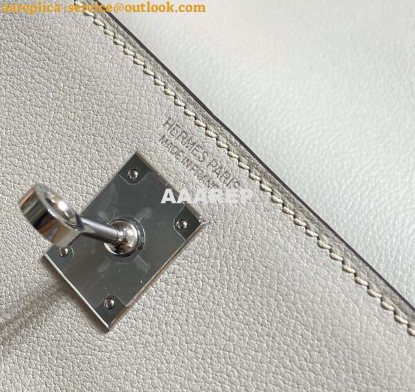 Replica Hermes Evercolor Kelly Danse II 22cm Leather Crossbody Bag H20373 Light Gray Silver 6