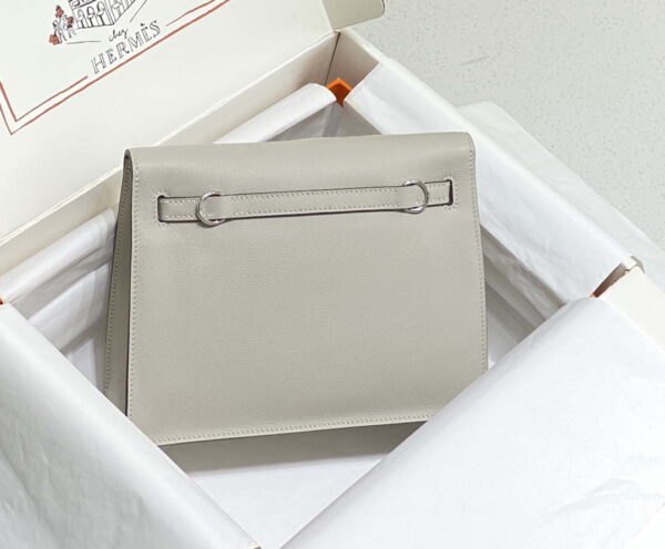 Replica Hermes Evercolor Kelly Danse II 22cm Leather Crossbody Bag H20373 Light Gray Silver