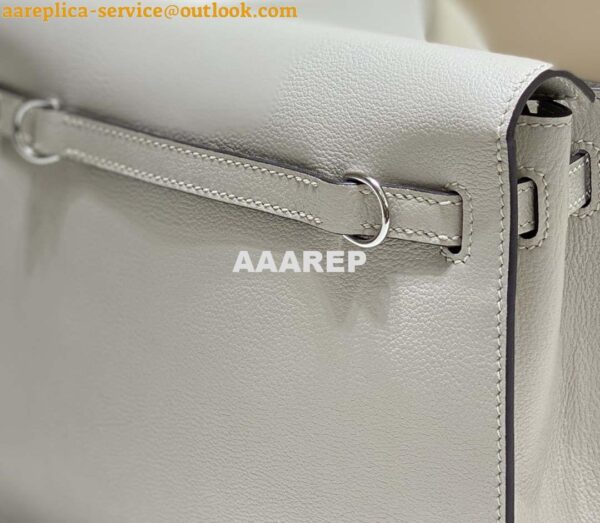 Replica Hermes Evercolor Kelly Danse II 22cm Leather Crossbody Bag H20373 Light Gray Silver 6