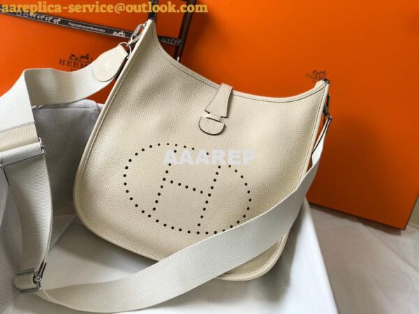 Replica Hermes H083435 Evelyne III 29 Shoulder Bag Silver Hardware Beige 5