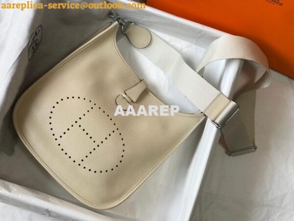 Replica Hermes H083435 Evelyne III 29 Shoulder Bag Silver Hardware Beige 6