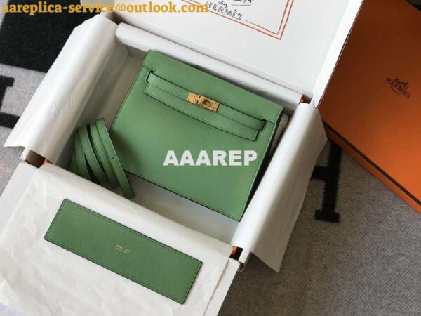 Replica Hermes Kelly Danse 22cm Leather Bag 20362 Avocado Green 3