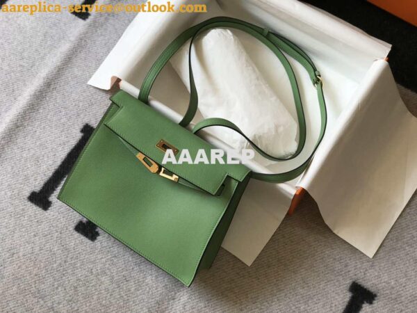 Replica Hermes Kelly Danse 22cm Leather Bag 20362 Avocado Green 5