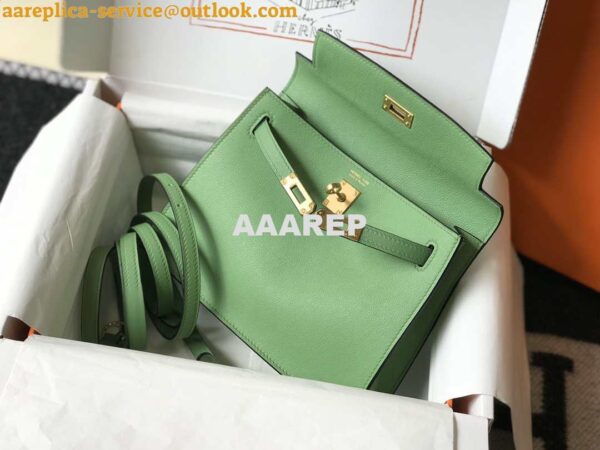 Replica Hermes Kelly Danse 22cm Leather Bag 20362 Avocado Green 6