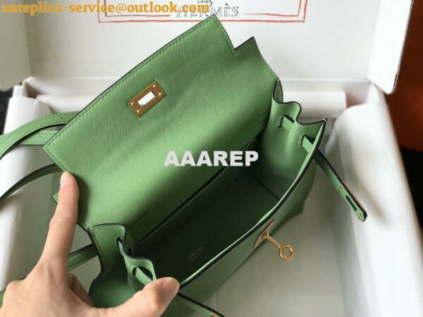 Replica Hermes Kelly Danse 22cm Leather Bag 20362 Avocado Green 8