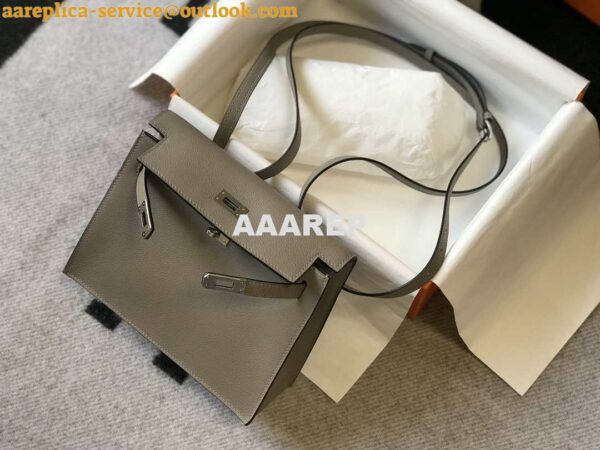 Replica Hermes Kelly Danse 22cm Leather Bag 20363 Gray Sliver 4