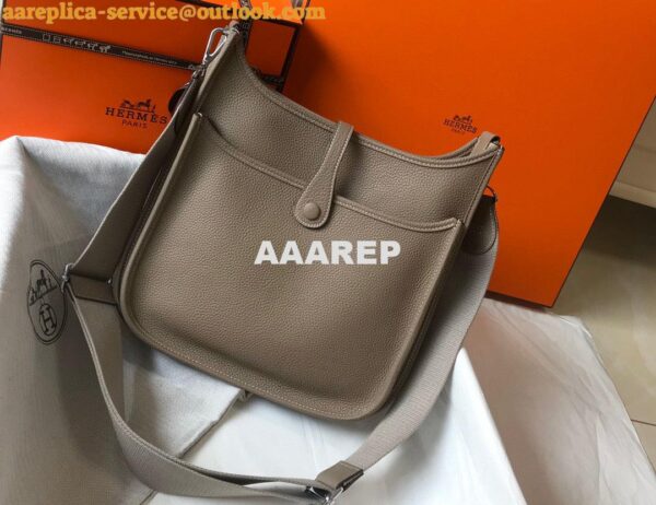 Replica Hermes H083435 Evelyne III 29 Shoulder Bag Silver Hardware Gray 4