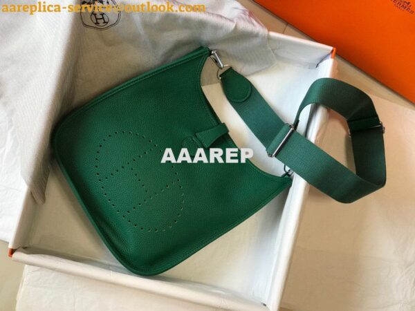 Replica Hermes H083435 Evelyne III 29 Shoulder Bag Silver Hardware Green 5