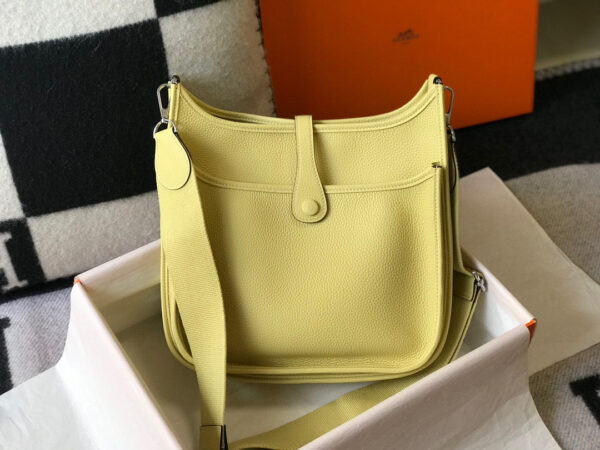 Replica Hermes H083435 Evelyne III 29 Shoulder Bag Silver Hardware Lemon Yellow 3