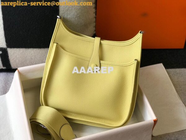 Replica Hermes H083435 Evelyne III 29 Shoulder Bag Silver Hardware Lemon Yellow 6