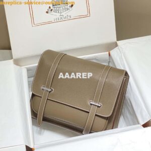 Replica Hermes H074774CK37 Steve light messenger bag 34cm Elephant gray 2