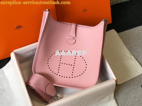 Replica Hermes H083435 Evelyne III 29 Shoulder Bag Silver Hardware Pink 5