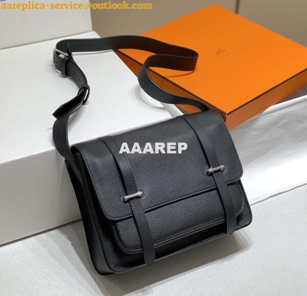 Replica Hermes H074774CK37 Steve light messenger bag Black 9