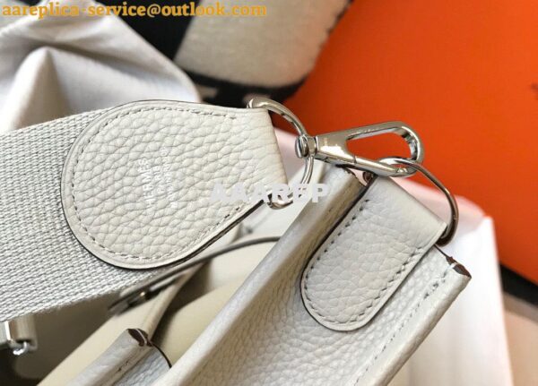 Replica Hermes H083435 Evelyne III 29 Shoulder Bag Silver Hardware White Gray 8