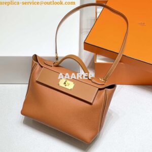 Replica Hermes Kelly 2424 Leather 29cm H230267 Brown Shoulder bag 2